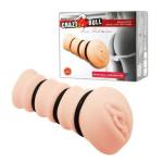 Âm đạo giả Crazy Bull Realistic có gân nổi và hạt nổi, cốc thủ dâm nam cầm tay được cửa hàng mô tả bằng silicone, thiết kế kèm 3 vòng bên ngoài giúp điều chỉnh độ ôm, phù hợp nhu cầu sử dụng riêng tư tại nhà