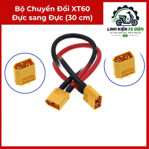 Bộ dây XT60 male to male 30 cm, đầu nối nguồn cho hệ thống pin LiPo và thiết bị điện DC tương thích, hỗ trợ kết nối giữa hai cổng XT60 cái, phù hợp cho người lắp ráp mô hình và sửa chữa thiết bị điện tử