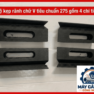 Đồ gá kẹp rãnh chữ V tiêu chuẩn 275 gồm 4 chi tiết, khoảng cách tâm 17mm, bộ phụ kiện cơ khí hỗ trợ lắp đặt, căn chỉnh và cố định vị trí chi tiết trong quy trình gia công phù hợp