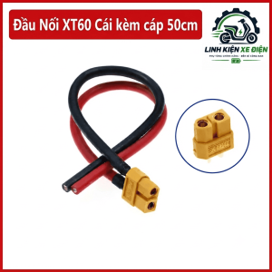 Đầu nối nguồn XT60 cái kèm cáp 50cm, jack XT60 female, dây nối pin LiPo, cáp pigtail XT60, đầu kết nối ESC, drone FPV, xe RC, robot DIY, mô hình điện, bộ sạc pin và thiết bị DC, giúp bố trí đường nguồn gọn trong không gian hẹp