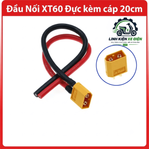 Đầu nối nguồn XT60 đực kèm cáp 20cm, jack XT60 male, dây nối pin LiPo, dây pigtail nguồn, đầu cắm bộ điều tốc ESC, phụ kiện drone FPV, xe RC, robot, mô hình điện, bộ sạc và hệ thống phân phối nguồn DC