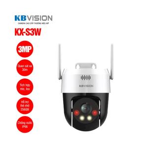 Camera Wifi KBVISION 3.0MP KX-S3W, Hồng Ngoại 30m, Quay Quét 360°, Theo Dõi Động Thông Minh, Báo Động Đèn Chớp, Chuẩn Nén H265+, IP66 Chống Mưa Nắng, Full Color Ban Đêm